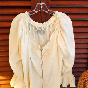 Scully by Marsha White Romantic Ruffle Cuff Blouse Size Small